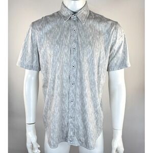 Buttercloth Short Sleeve Shirt Men XL‎ Stretch Cotton Button-up Collared Gray